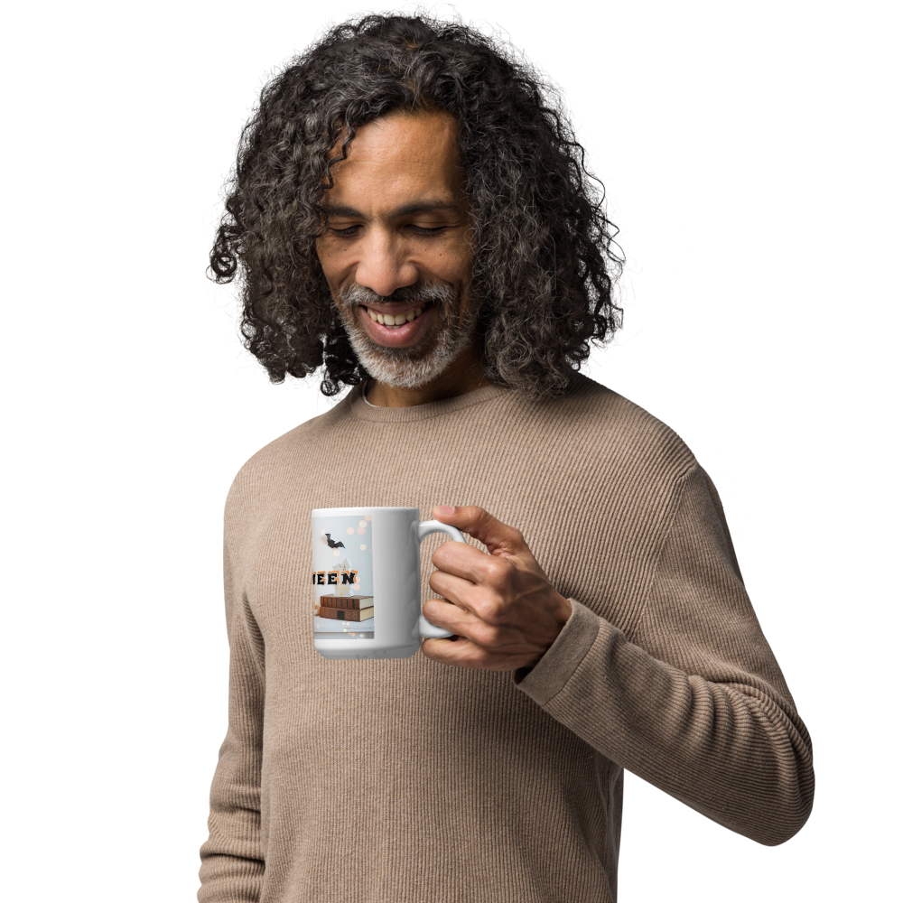 (Delivery only) Glossy white Halloween mug