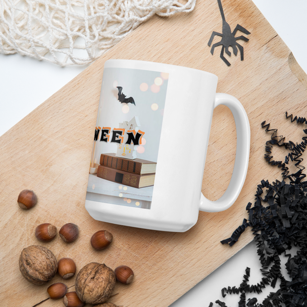 (Delivery only) Glossy white Halloween mug