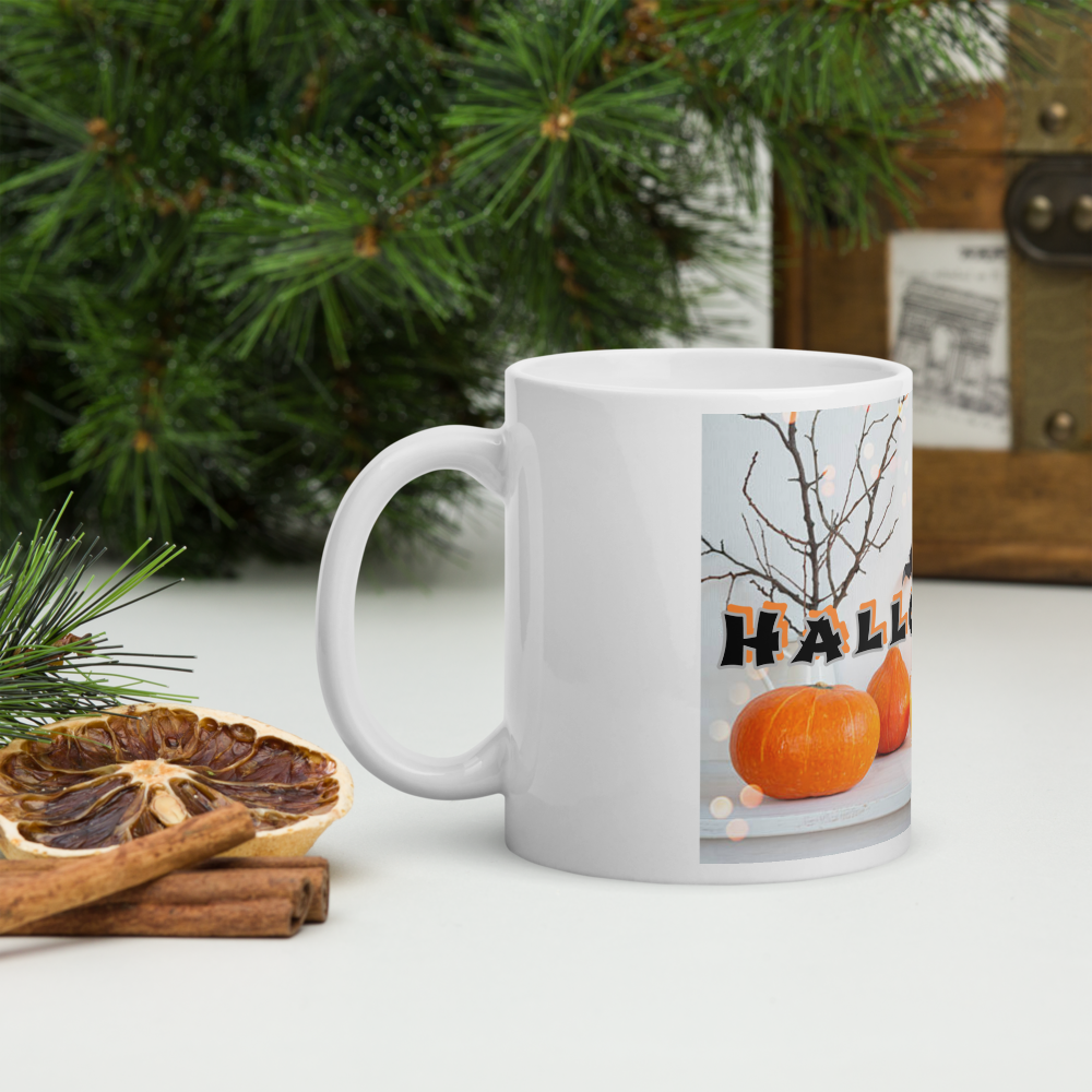 (Delivery only) Glossy white Halloween mug