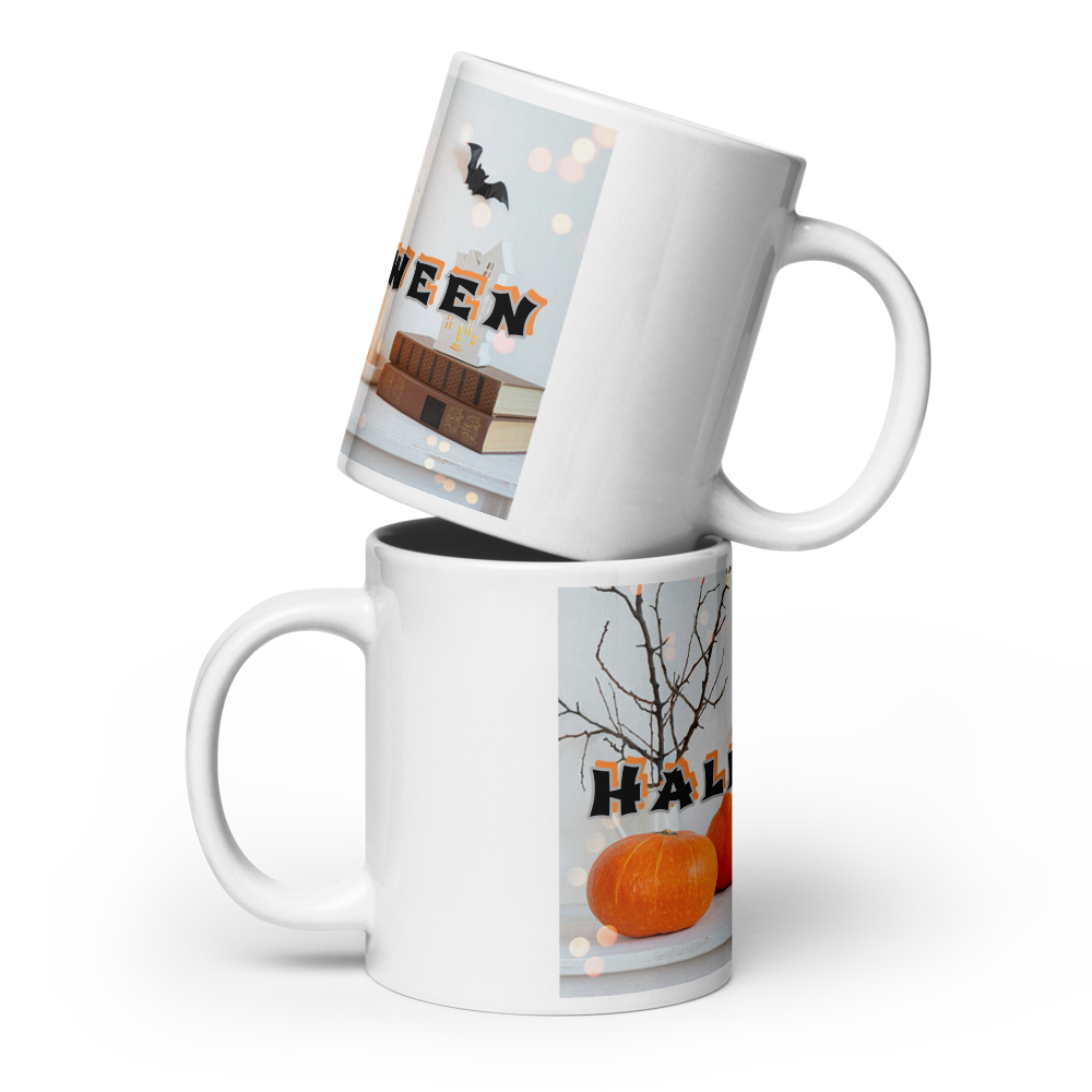 (Delivery only) Glossy white Halloween mug