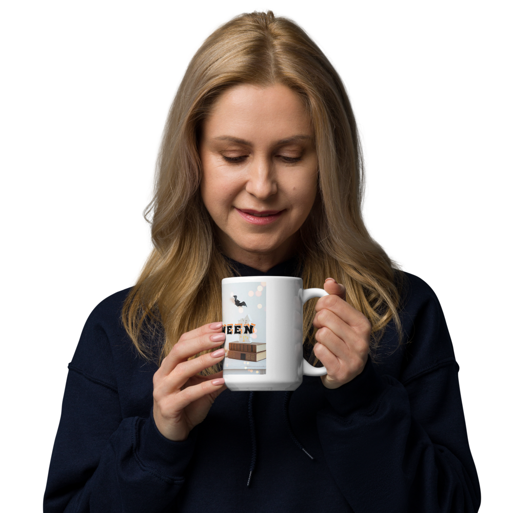 (Delivery only) Glossy white Halloween mug