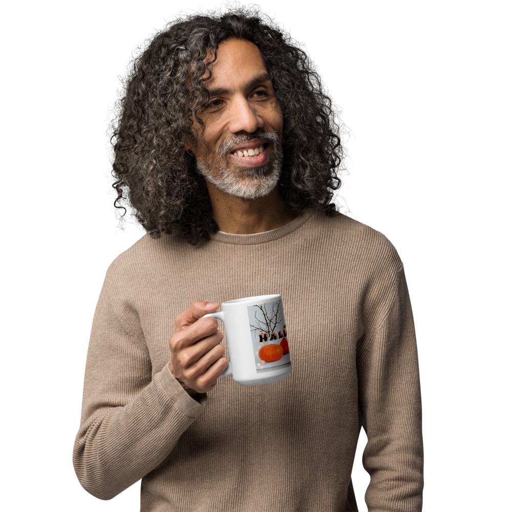 (Delivery only) Glossy white Halloween mug