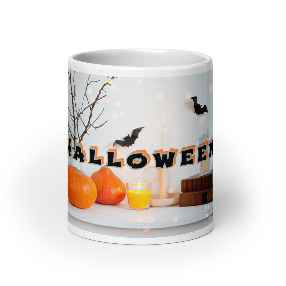 (Delivery only) Glossy white Halloween mug